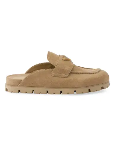 Prada Women's Suede Sabots - Beige Khaki | Thumbnail 4 Prada Women's Suede Sabots - Beige Khaki | Thumbnail 4