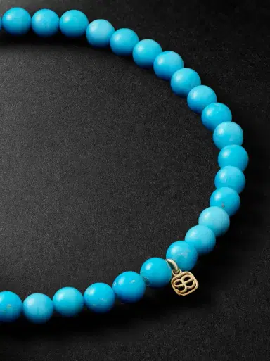 Sydney Evan 14-Karat Gold, Diamond and Turquoise Beaded Bracelet - Men | Thumbnail 3 Sydney Evan 14-Karat Gold, Diamond and Turquoise Beaded Bracelet - Men | Thumbnail 3