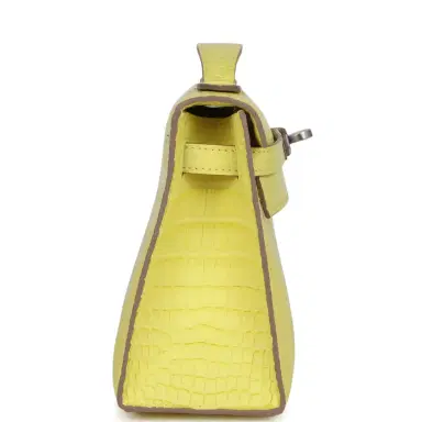 HERMÈS Hermes Kelly Pochette Lime Matte Alligator Palladium Hardware | Thumbnail 3 HERMÈS Hermes Kelly Pochette Lime Matte Alligator Palladium Hardware | Thumbnail 3