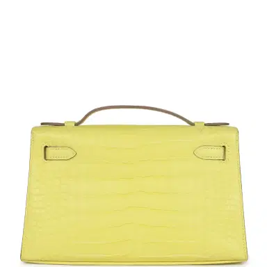 HERMÈS Hermes Kelly Pochette Lime Matte Alligator Palladium Hardware | Thumbnail 4 HERMÈS Hermes Kelly Pochette Lime Matte Alligator Palladium Hardware | Thumbnail 4