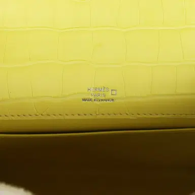 HERMÈS Hermes Kelly Pochette Lime Matte Alligator Palladium Hardware | Thumbnail 7 HERMÈS Hermes Kelly Pochette Lime Matte Alligator Palladium Hardware | Thumbnail 7
