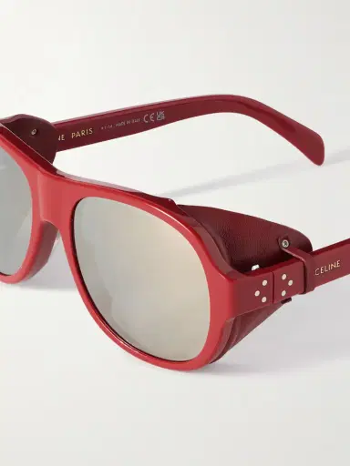 CELINE Eyewear Aviator-style Acetate And Leather Sunglasses | Thumbnail 4 CELINE Eyewear Aviator-style Acetate And Leather Sunglasses | Thumbnail 4