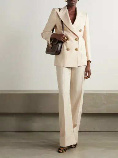 Valentino Garavani Crystal-embellished Double-breasted Virgin Wool-twill Blazer | Thumbnail 2 Valentino Garavani Crystal-embellished Double-breasted Virgin Wool-twill Blazer | Thumbnail 2