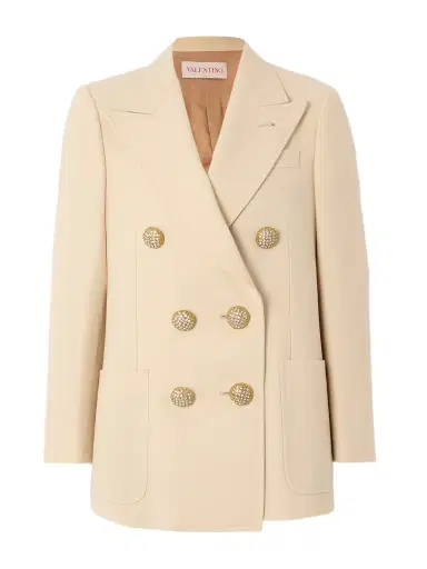 Valentino Garavani Crystal-embellished Double-breasted Virgin Wool-twill Blazer | Thumbnail 1 Valentino Garavani Crystal-embellished Double-breasted Virgin Wool-twill Blazer | Thumbnail 1
