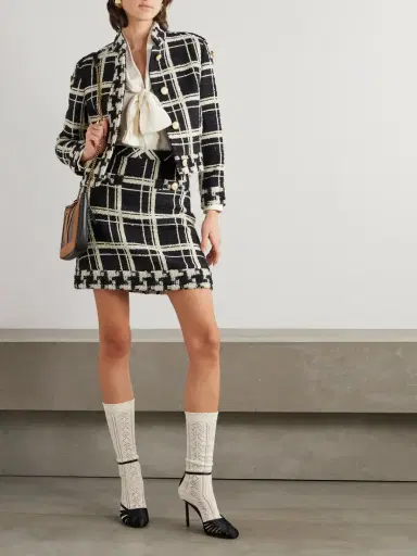 Valentino Garavani Cropped Checked Wool-blend Tweed Jacket | Thumbnail 2 Valentino Garavani Cropped Checked Wool-blend Tweed Jacket | Thumbnail 2