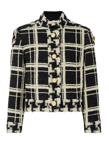 Valentino Garavani Cropped Checked Wool-blend Tweed Jacket | Thumbnail 1 Valentino Garavani Cropped Checked Wool-blend Tweed Jacket | Thumbnail 1