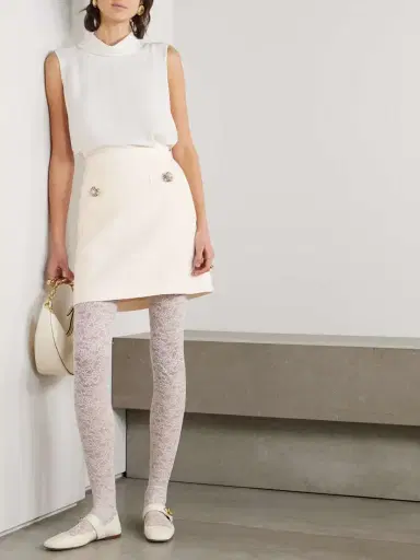 Valentino Garavani Embellished Wool And Silk-blend Crepe Mini Skirt | Thumbnail 2 Valentino Garavani Embellished Wool And Silk-blend Crepe Mini Skirt | Thumbnail 2