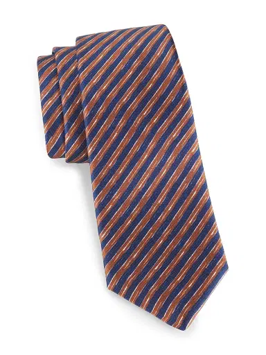 Kiton Men's Silk Striped Tie - Brown | Thumbnail 1 Kiton Men's Silk Striped Tie - Brown | Thumbnail 1