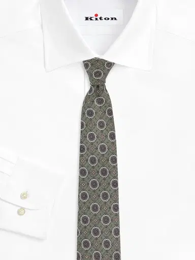 Kiton Men's Silk Medallion Tie - Grey | Thumbnail 2 Kiton Men's Silk Medallion Tie - Grey | Thumbnail 2