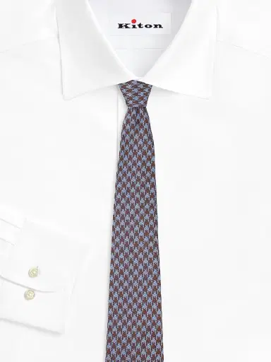 Kiton Men's Houndstooth Silk Tie - Brown | Thumbnail 2 Kiton Men's Houndstooth Silk Tie - Brown | Thumbnail 2