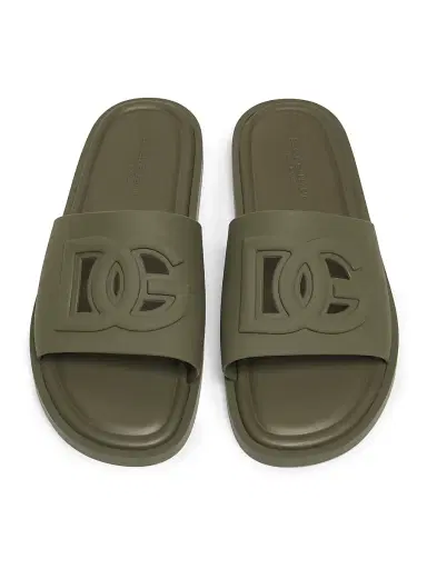 Dolce & Gabbana Men's Gomma Logo Slides - Military Green - Size 13 Sandals | Thumbnail 4 Dolce & Gabbana Men's Gomma Logo Slides - Military Green - Size 13 Sandals | Thumbnail 4