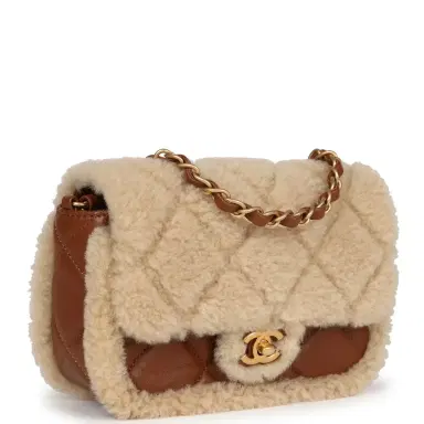 Chanel Chanel Mini Shearling Flap Bag Brown Lambskin Brushed Gold Hardware | Thumbnail 2 Chanel Chanel Mini Shearling Flap Bag Brown Lambskin Brushed Gold Hardware | Thumbnail 2