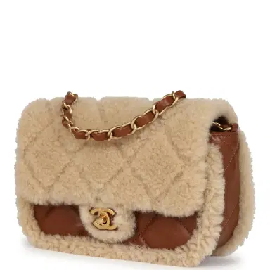Chanel Chanel Mini Shearling Flap Bag Brown Lambskin Brushed Gold Hardware | Thumbnail 3 Chanel Chanel Mini Shearling Flap Bag Brown Lambskin Brushed Gold Hardware | Thumbnail 3