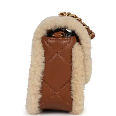 Chanel Chanel Mini Shearling Flap Bag Brown Lambskin Brushed Gold Hardware | Thumbnail 4 Chanel Chanel Mini Shearling Flap Bag Brown Lambskin Brushed Gold Hardware | Thumbnail 4