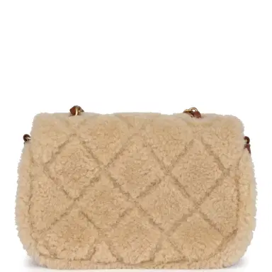 Chanel Chanel Mini Shearling Flap Bag Brown Lambskin Brushed Gold Hardware | Thumbnail 5 Chanel Chanel Mini Shearling Flap Bag Brown Lambskin Brushed Gold Hardware | Thumbnail 5