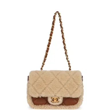 Chanel Chanel Mini Shearling Flap Bag Brown Lambskin Brushed Gold Hardware | Thumbnail 7 Chanel Chanel Mini Shearling Flap Bag Brown Lambskin Brushed Gold Hardware | Thumbnail 7