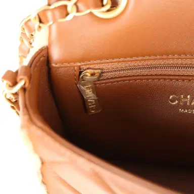 Chanel Chanel Mini Shearling Flap Bag Brown Lambskin Brushed Gold Hardware | Thumbnail 10 Chanel Chanel Mini Shearling Flap Bag Brown Lambskin Brushed Gold Hardware | Thumbnail 10
