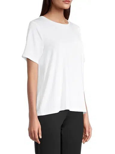 Eileen Fisher Women's Crewneck T-Shirt - White | Thumbnail 4 Eileen Fisher Women's Crewneck T-Shirt - White | Thumbnail 4
