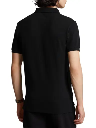 Polo Ralph Lauren Men's Custom Slim Plaid-Trim Mesh Polo Shirt - Polo Black | Thumbnail 4 Polo Ralph Lauren Men's Custom Slim Plaid-Trim Mesh Polo Shirt - Polo Black | Thumbnail 4