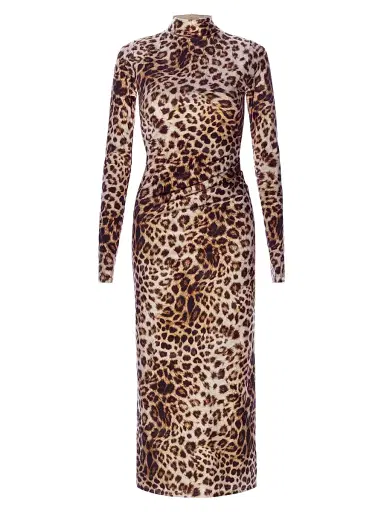 Good American Women's Leopard Print Satin Shine Midi-Dress - Fierce Leopard | Thumbnail 1 Good American Women's Leopard Print Satin Shine Midi-Dress - Fierce Leopard | Thumbnail 1