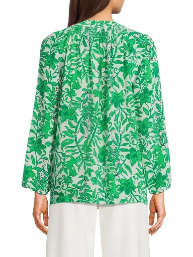 Lilly Pulitzer Women's Elsa Leafy Silk Top - Fiddle Leaf Green - Size Large | Thumbnail 5 Lilly Pulitzer Women's Elsa Leafy Silk Top - Fiddle Leaf Green - Size Large | Thumbnail 5