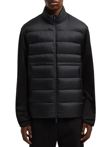 Moncler Men's Down-Filled Cardigan in Cotton - Black | Thumbnail 2 Moncler Men's Down-Filled Cardigan in Cotton - Black | Thumbnail 2