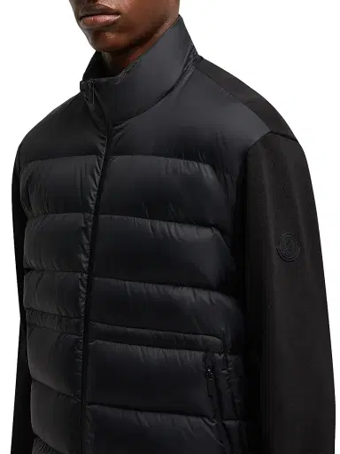 Moncler Men's Down-Filled Cardigan in Cotton - Black | Thumbnail 4 Moncler Men's Down-Filled Cardigan in Cotton - Black | Thumbnail 4