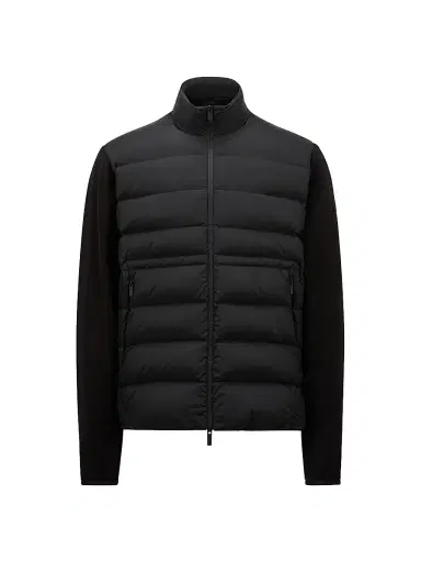 Moncler Men's Down-Filled Cardigan in Cotton - Black | Thumbnail 1 Moncler Men's Down-Filled Cardigan in Cotton - Black | Thumbnail 1
