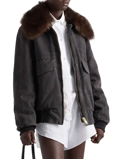Prada Women's Canvas Blouson Jacket - Black | Thumbnail 2 Prada Women's Canvas Blouson Jacket - Black | Thumbnail 2