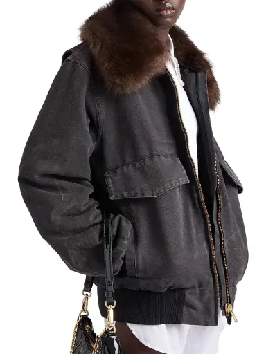 Prada Women's Canvas Blouson Jacket - Black | Thumbnail 4 Prada Women's Canvas Blouson Jacket - Black | Thumbnail 4