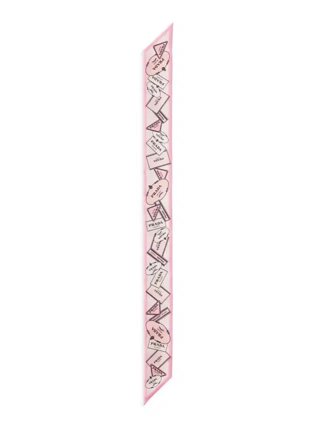 Women's Printed Silk Twill Skinny Scarf - Pink Women's Printed Silk Twill Skinny Scarf - Pink