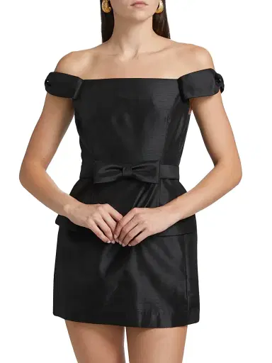 NICHOLAS Women's Pema Taffeta Off-The-Shoulder Minidress - Black | Thumbnail 3 NICHOLAS Women's Pema Taffeta Off-The-Shoulder Minidress - Black | Thumbnail 3