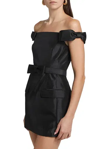 NICHOLAS Women's Pema Taffeta Off-The-Shoulder Minidress - Black | Thumbnail 4 NICHOLAS Women's Pema Taffeta Off-The-Shoulder Minidress - Black | Thumbnail 4