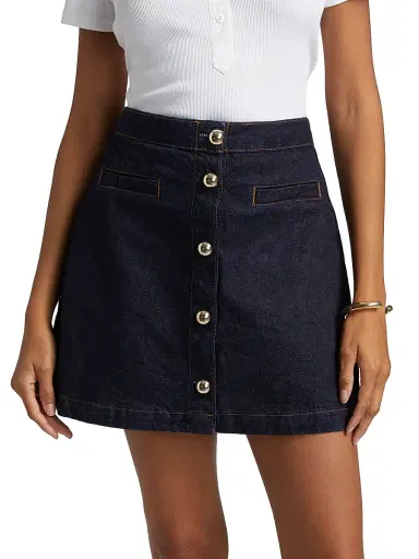 Reformation Women's Amara High-Rise Denim Miniskirt - Ondine | Thumbnail 3 Reformation Women's Amara High-Rise Denim Miniskirt - Ondine | Thumbnail 3