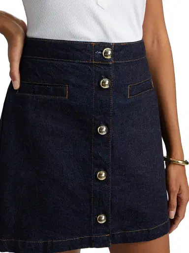 Reformation Women's Amara High-Rise Denim Miniskirt - Ondine | Thumbnail 6 Reformation Women's Amara High-Rise Denim Miniskirt - Ondine | Thumbnail 6