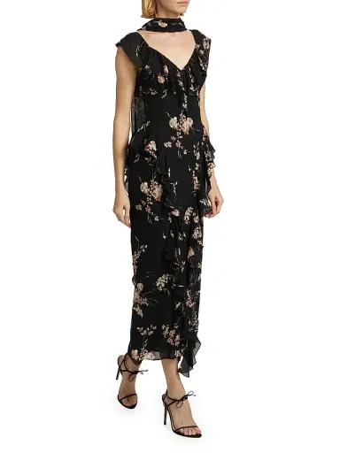 Reformation Women's Silvana Floral Georgette Dress - Sybil | Thumbnail 2 Reformation Women's Silvana Floral Georgette Dress - Sybil | Thumbnail 2