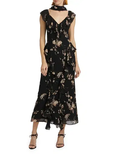Reformation Women's Silvana Floral Georgette Dress - Sybil | Thumbnail 3 Reformation Women's Silvana Floral Georgette Dress - Sybil | Thumbnail 3