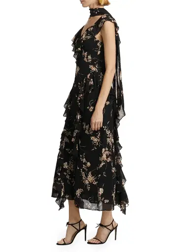 Reformation Women's Silvana Floral Georgette Dress - Sybil | Thumbnail 4 Reformation Women's Silvana Floral Georgette Dress - Sybil | Thumbnail 4