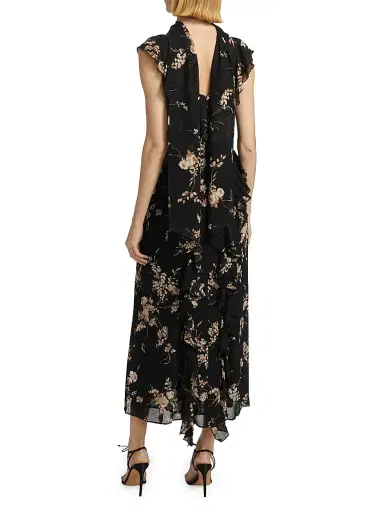 Reformation Women's Silvana Floral Georgette Dress - Sybil | Thumbnail 5 Reformation Women's Silvana Floral Georgette Dress - Sybil | Thumbnail 5