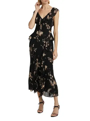 Reformation Women's Silvana Floral Georgette Dress - Sybil | Thumbnail 6 Reformation Women's Silvana Floral Georgette Dress - Sybil | Thumbnail 6
