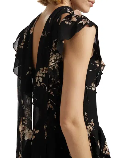 Reformation Women's Silvana Floral Georgette Dress - Sybil | Thumbnail 7 Reformation Women's Silvana Floral Georgette Dress - Sybil | Thumbnail 7