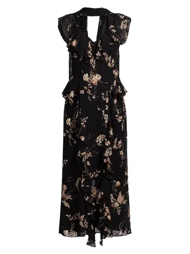 Reformation Women's Silvana Floral Georgette Dress - Sybil | Thumbnail 1 Reformation Women's Silvana Floral Georgette Dress - Sybil | Thumbnail 1