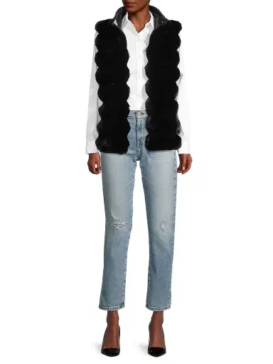 JOCELYN Women's Plush Reversible Faux Fur Vest | Thumbnail 2 JOCELYN Women's Plush Reversible Faux Fur Vest | Thumbnail 2