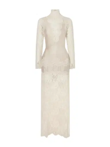 Rabanne Lace-trimmed Silk-satin Maxi Dress | Thumbnail 1 Rabanne Lace-trimmed Silk-satin Maxi Dress | Thumbnail 1