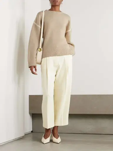 TOTEME Oversized Embroidered Wool And Cashmere-blend Sweater | Thumbnail 2 TOTEME Oversized Embroidered Wool And Cashmere-blend Sweater | Thumbnail 2