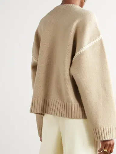 TOTEME Oversized Embroidered Wool And Cashmere-blend Sweater | Thumbnail 3 TOTEME Oversized Embroidered Wool And Cashmere-blend Sweater | Thumbnail 3
