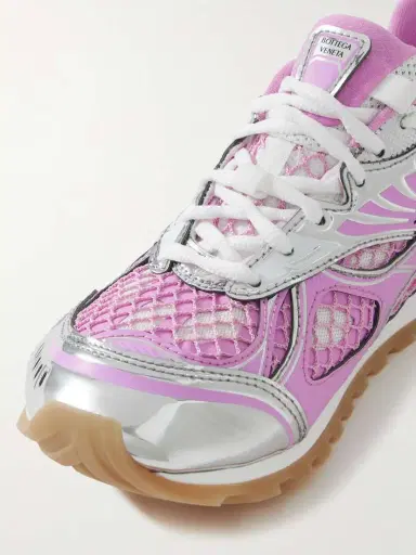 Bottega Veneta Orbit Metallic Rubber, Mesh And Fishnet Sneakers | Thumbnail 4 Bottega Veneta Orbit Metallic Rubber, Mesh And Fishnet Sneakers | Thumbnail 4
