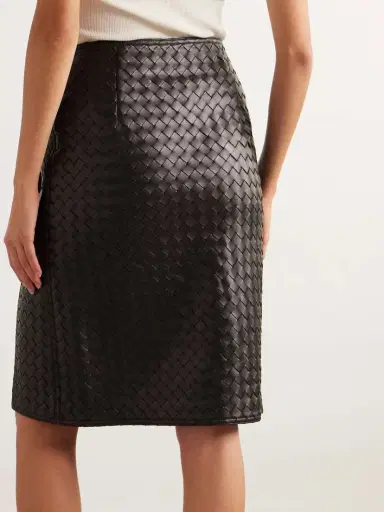 Bottega Veneta Intrecciato Leather Midi Wrap Skirt | Thumbnail 4 Bottega Veneta Intrecciato Leather Midi Wrap Skirt | Thumbnail 4