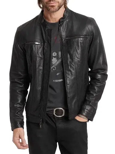 John Varvatos Star U.S.A. Men's Zip-Front Leather Jacket | Thumbnail 3 John Varvatos Star U.S.A. Men's Zip-Front Leather Jacket | Thumbnail 3