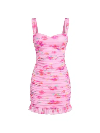 KatieJ NYC Girl's Joey Rose Printed Ruched Dress - Pink Watercolor | Thumbnail 1 KatieJ NYC Girl's Joey Rose Printed Ruched Dress - Pink Watercolor | Thumbnail 1